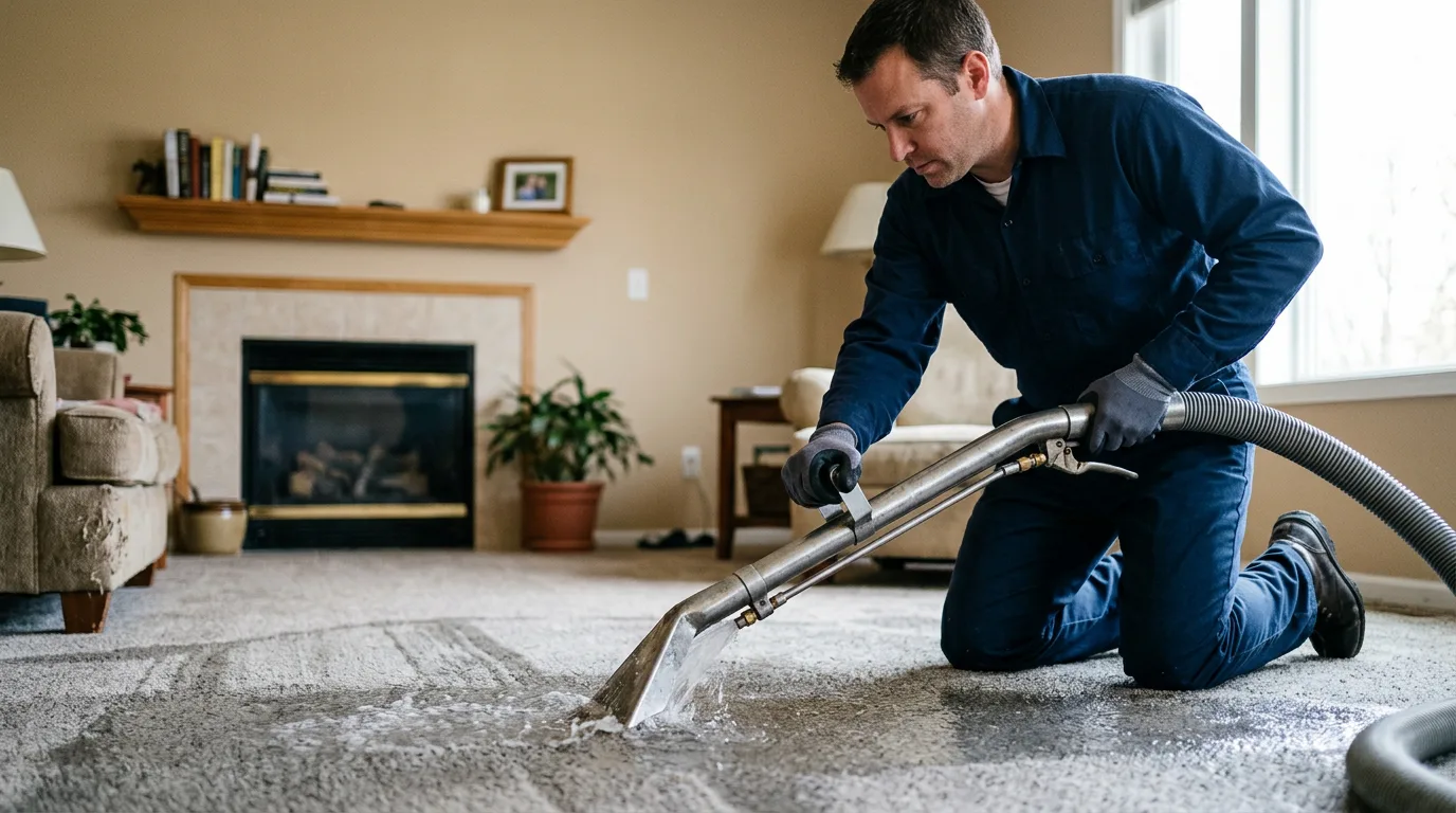 Water damage restoration technician working near Quincy, MA